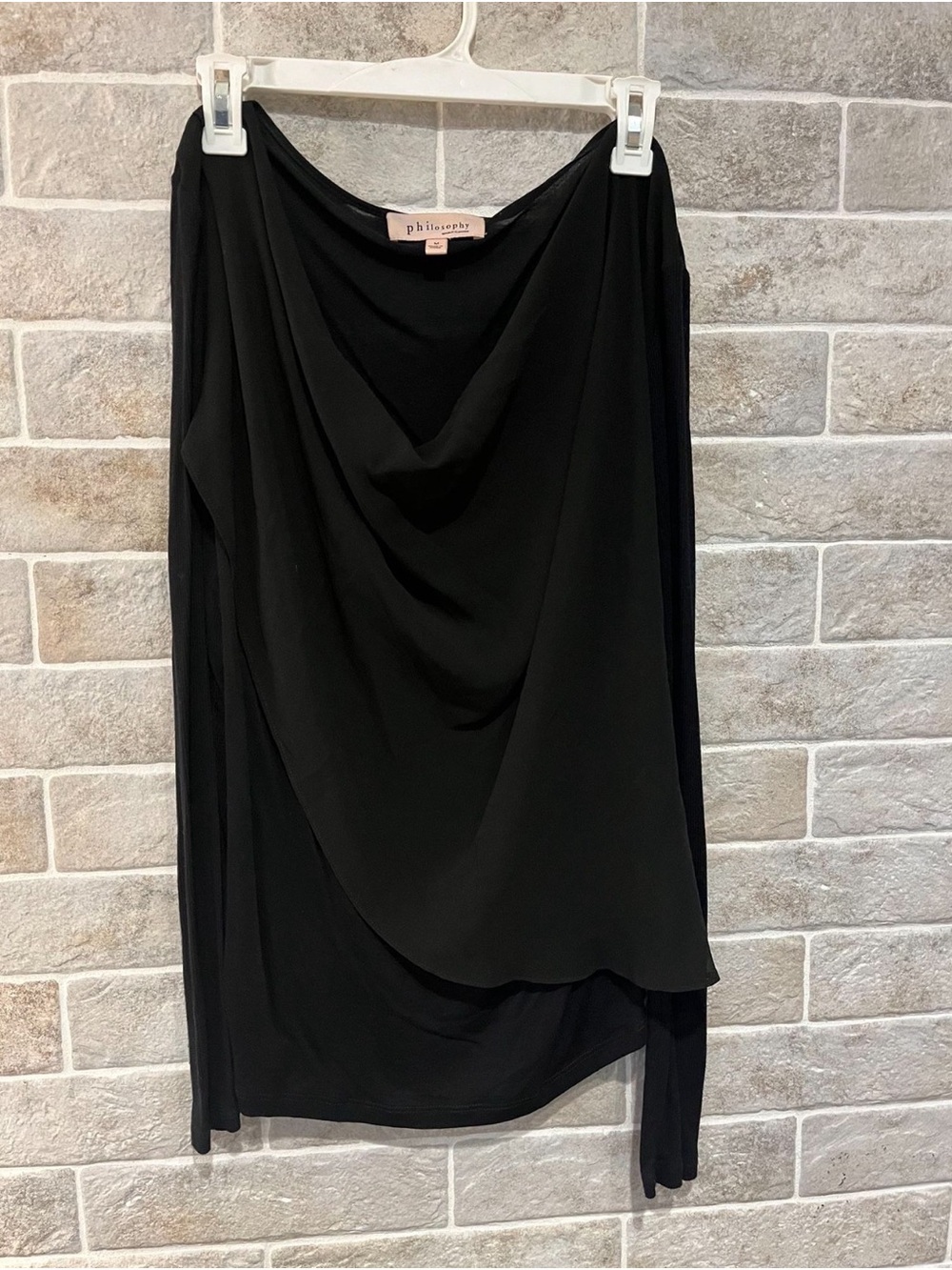 Philosophy Black Asymmetrical Draped Skirt